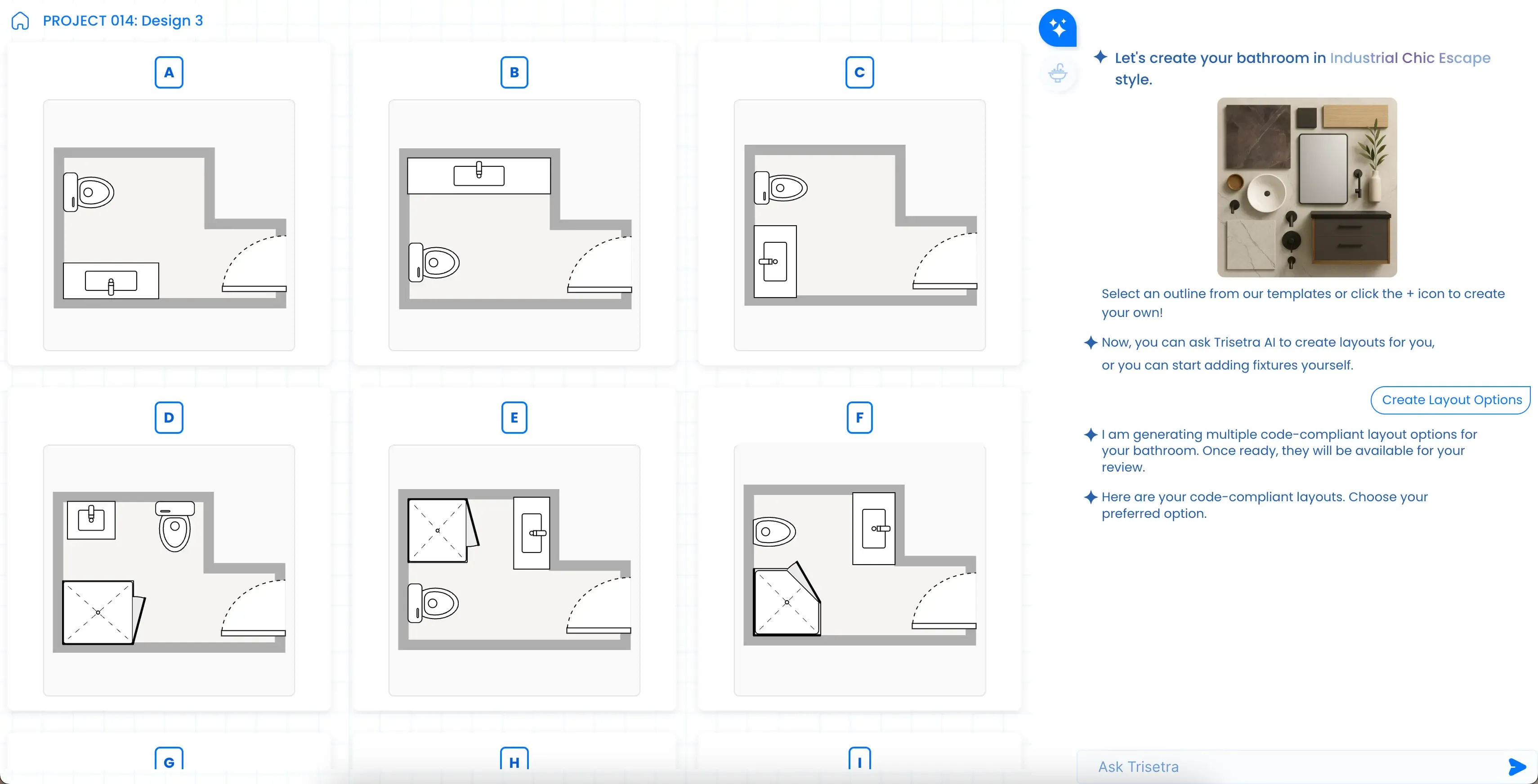 Multiple layout options generated by AI